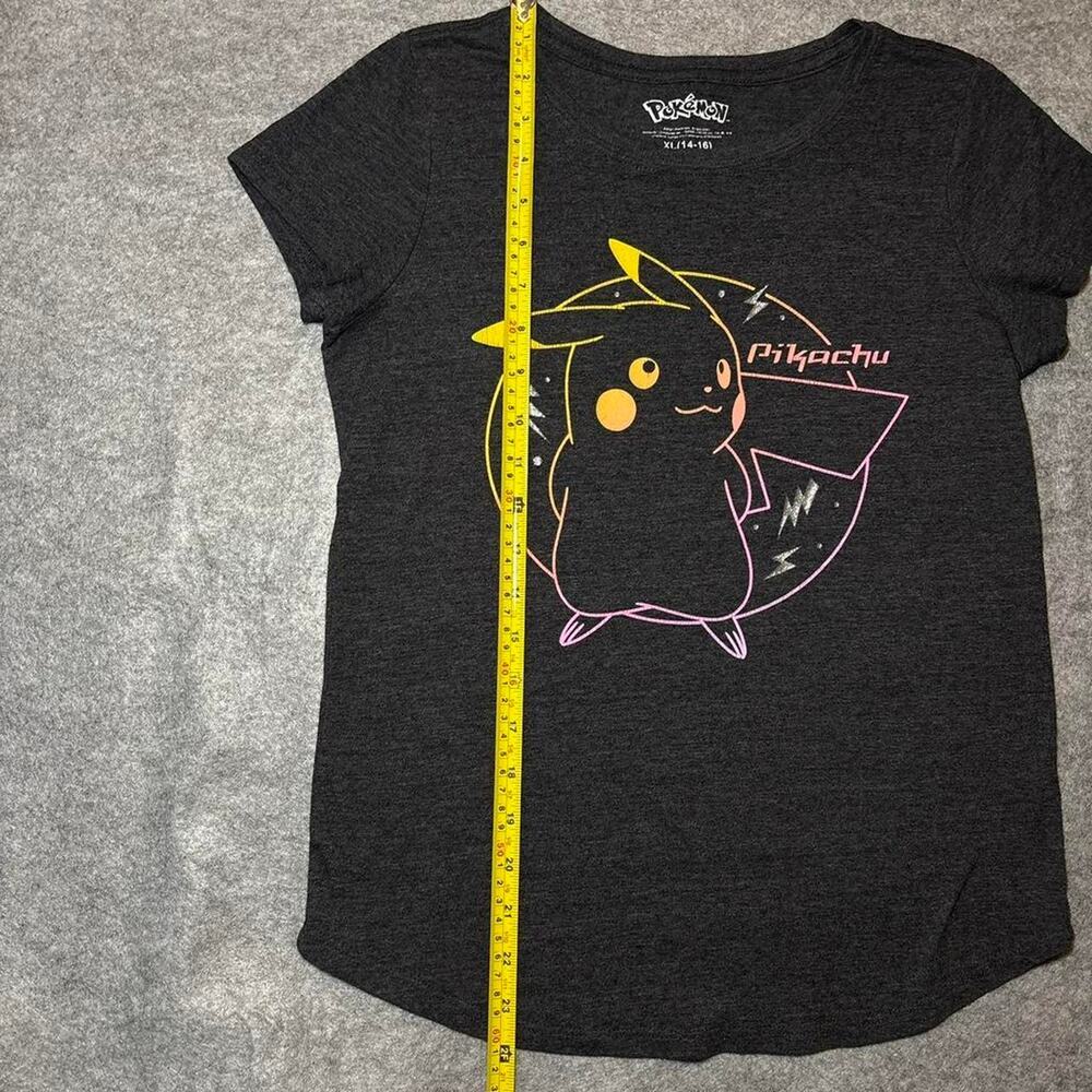 Pokemon Girls XL Graphic T-Shirt Heather Gray with Pikachu - Picture 6 of 7